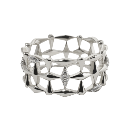 THORN NET RING SILVER